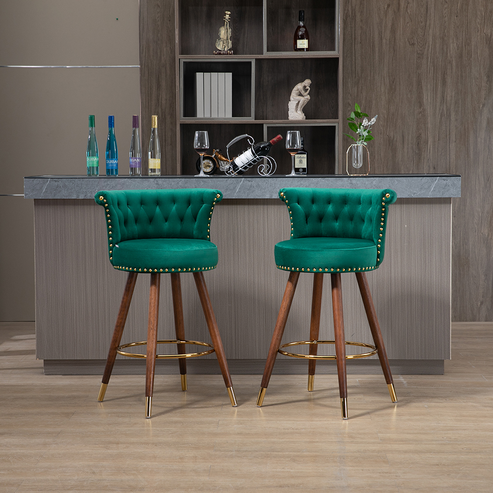 Montary Swivel Bar Stools with Backrest and Footrest(Set of 2)