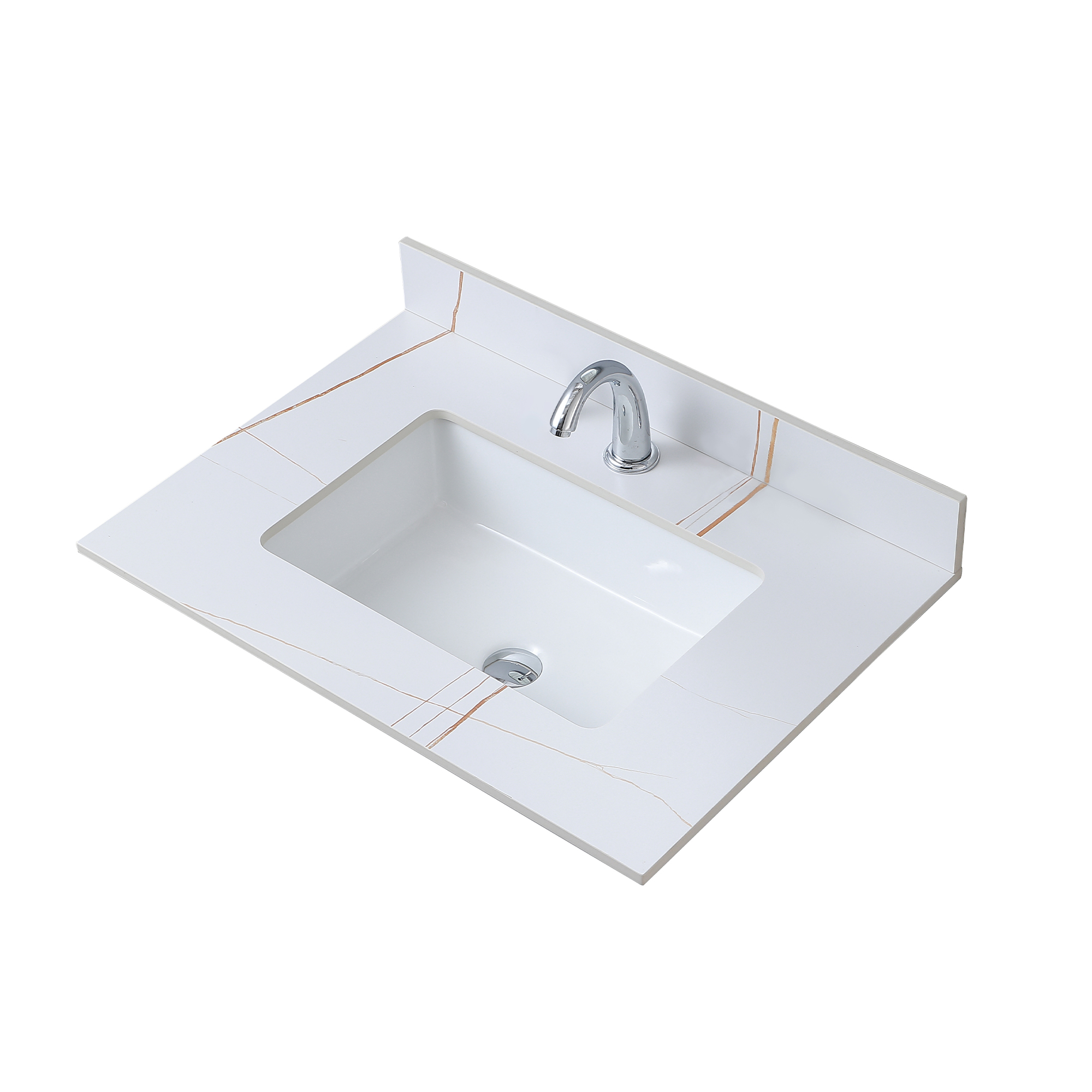 Montary 31" Bathroom Vanity Top Stone Carrara White Tops with Single Faucet Hole and Undermount Ceramic Sink