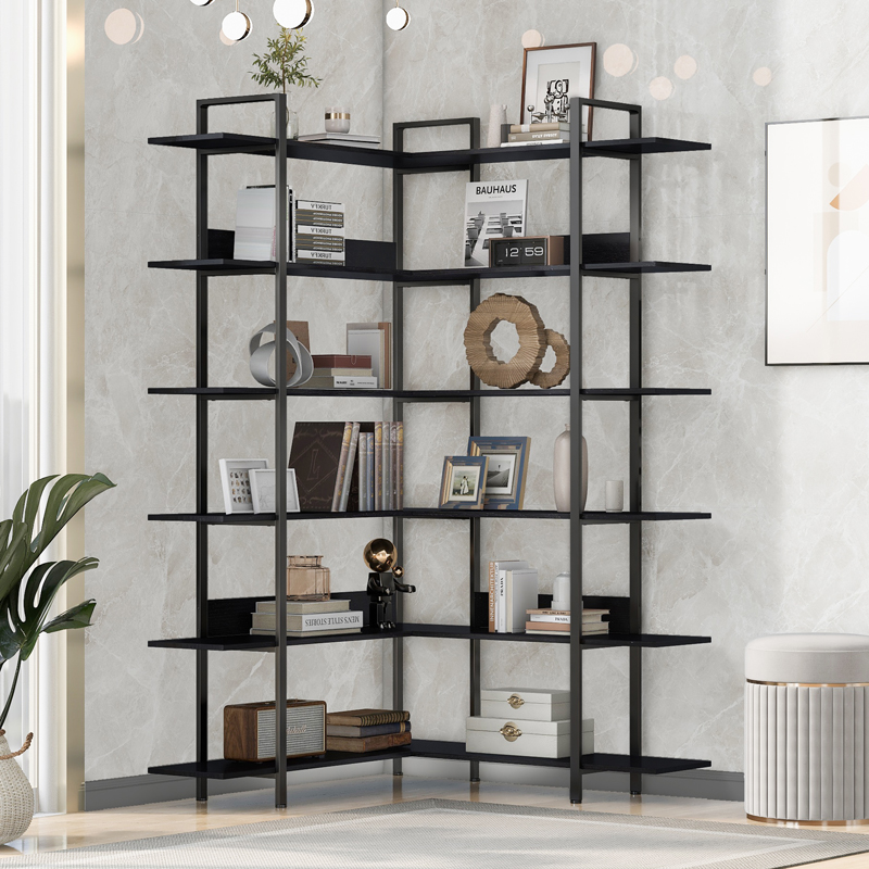 Tribesigns Corner Bookshelf, 7-Shelf L-Shaped Bookcase Display Rack