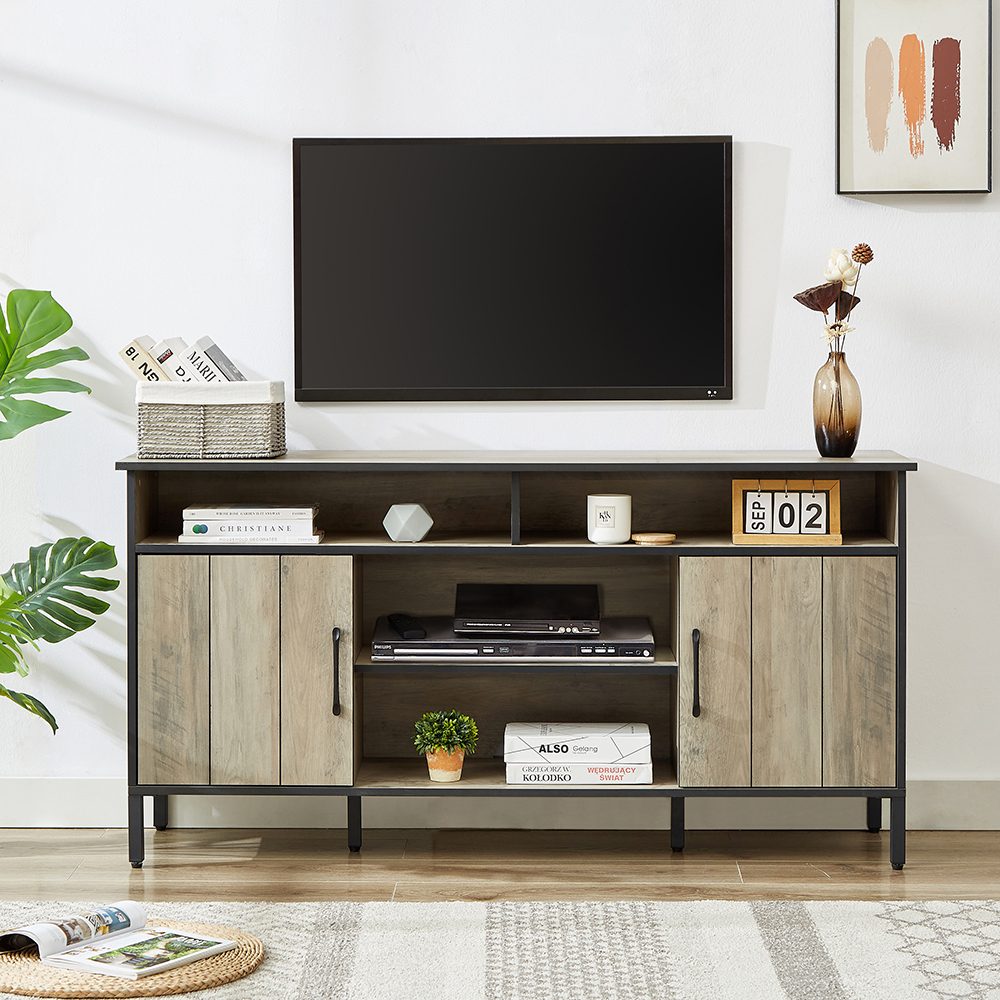 Montary 58" TV Stand and Media Entertainment Center Console - Rustic Gray