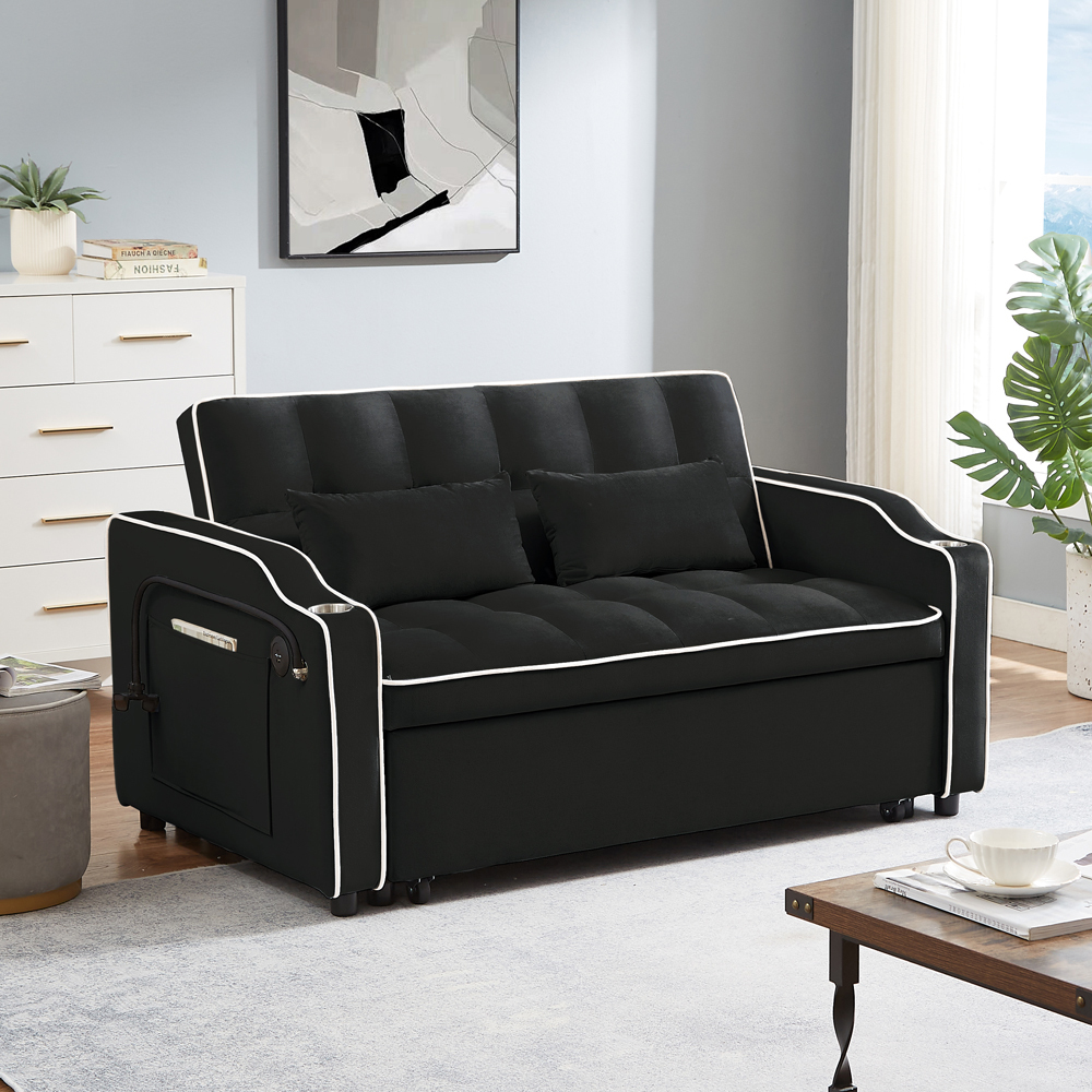 Montary Versatile Foldable Sofa Bed with Adjustable Back USB Port