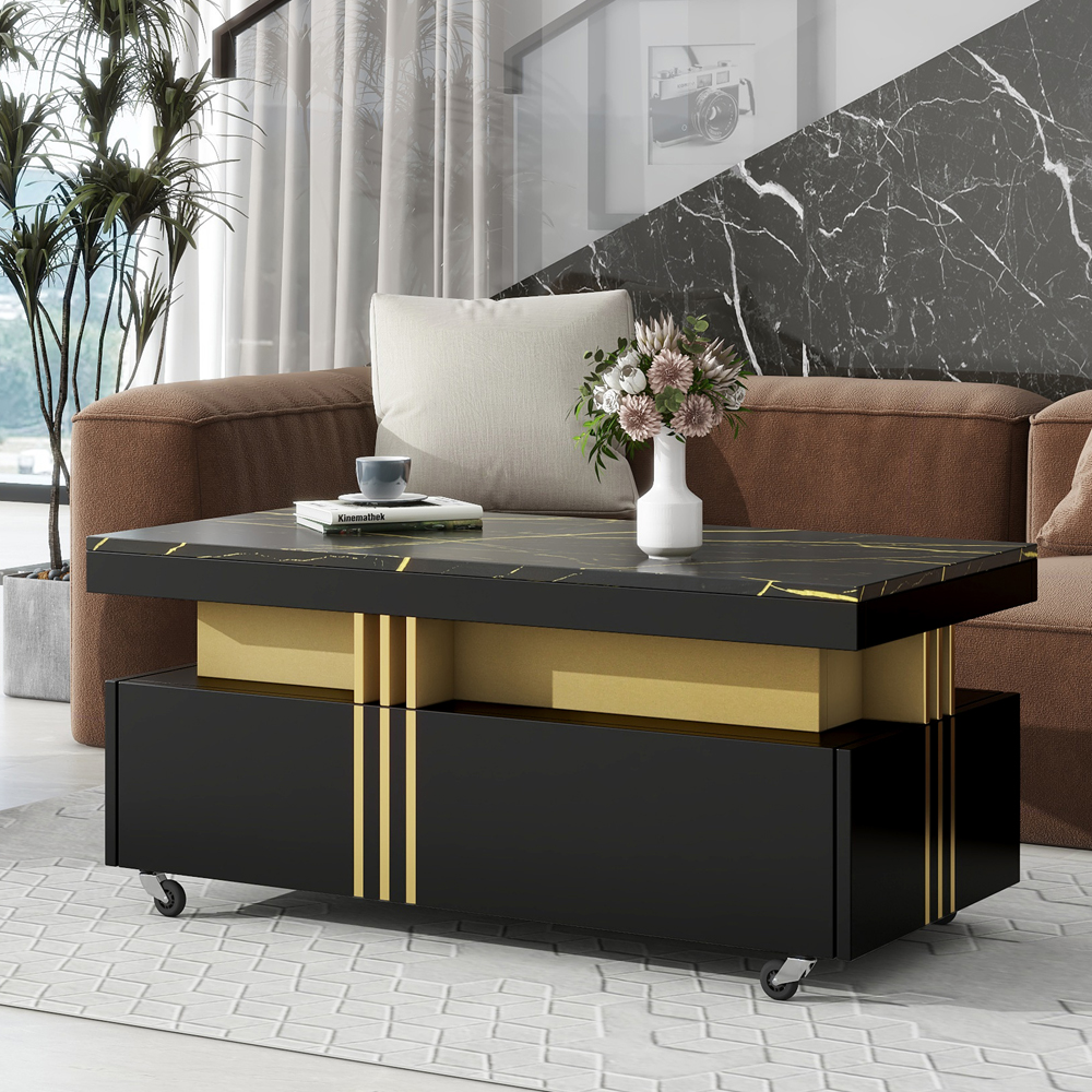 Montary Luxury Center Table Rectangle Cocktail Table Coffee Table