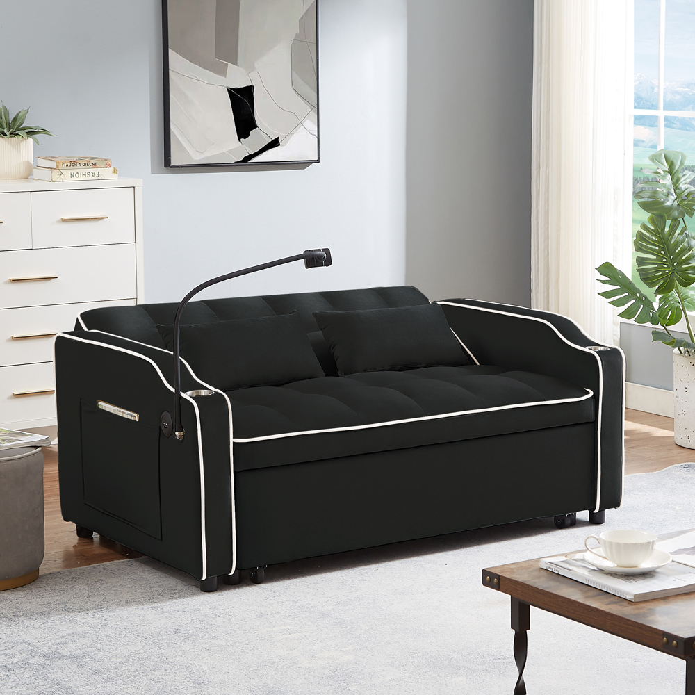 Montary Versatile Foldable Sofa Bed with Adjustable Back, USB Port, and Phone Stand