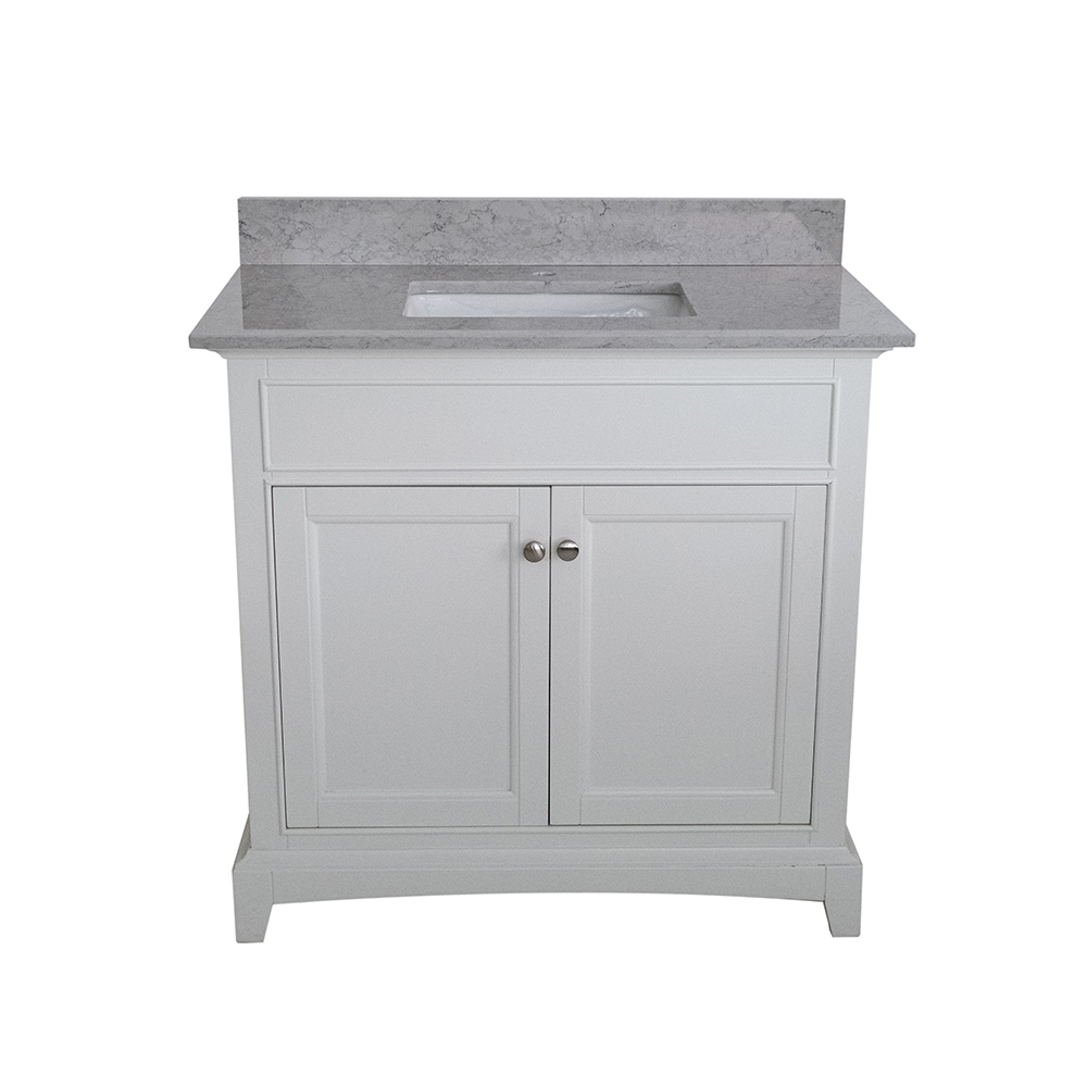 Montary® 31" Bathroom Stone Vanity Top Calacatta Gray Engineered Marble Color with Undermount Ceramic Sink and Single Faucet Hole with Backsplash