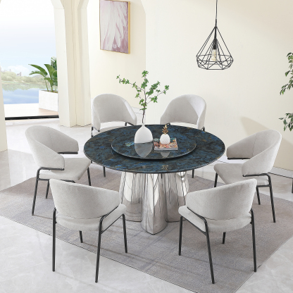 Montary 53.3" Sintered Stone Dining Table Set with 31.5" Turntable