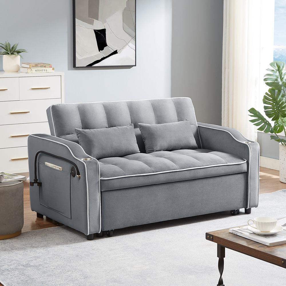 Montary Versatile Foldable Sofa Bed with Adjustable Back, USB Port