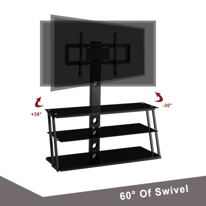 Montary Black Multi-Function Tempered Glass TV Stand - Angle and Height Adjustable