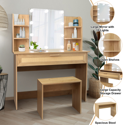 Montary Vanity Desk Set with Stool & Dressing Table