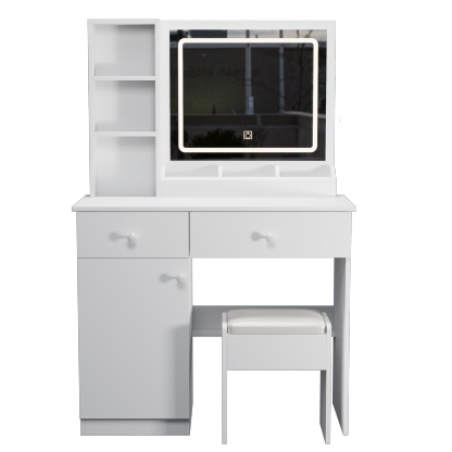 Montary Vanity Desk with Mirror and 3 Color Lighting Brightness Adjustable