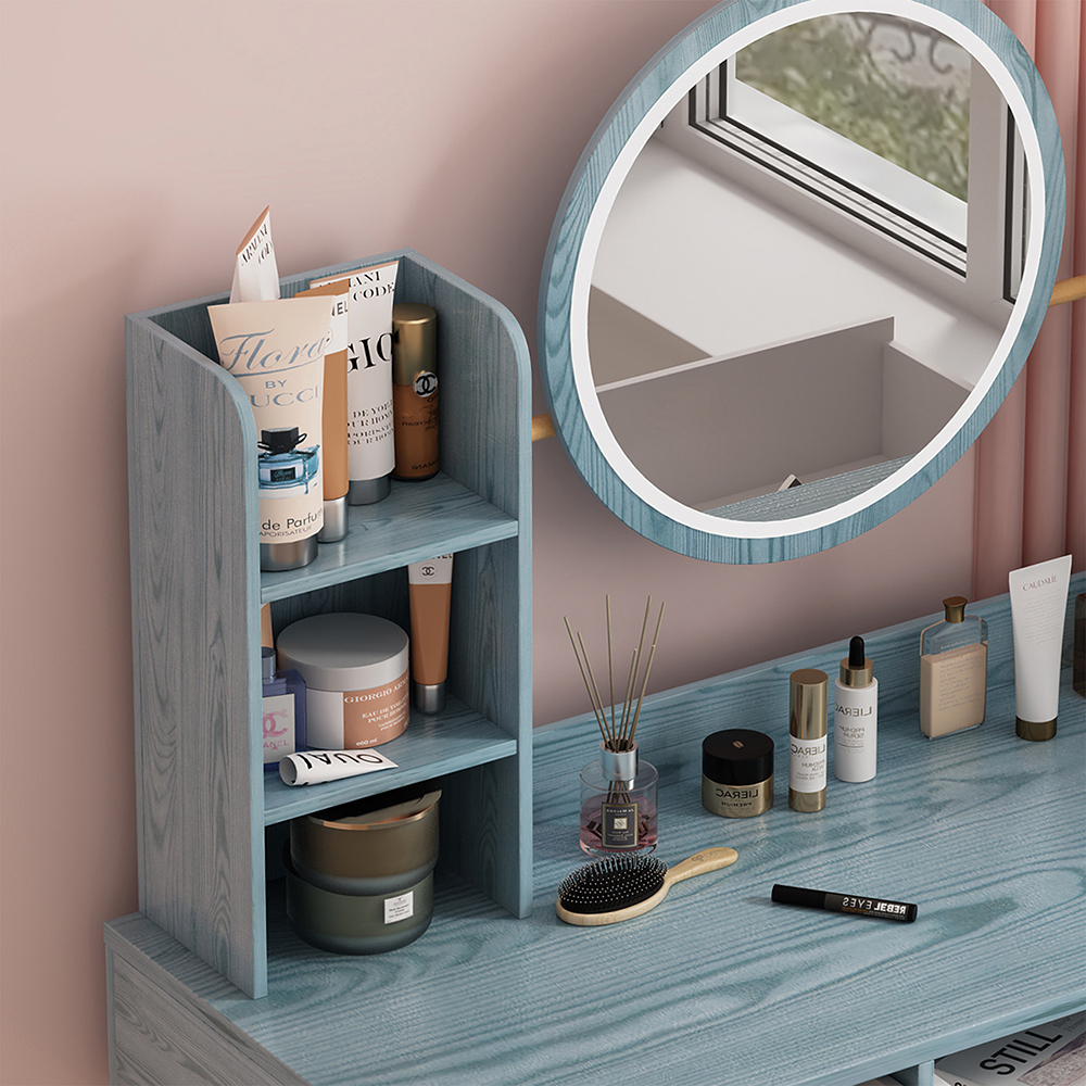 Montary Vanity Desk with Mirror and Light Dressing Table with Makeup Vanity Mirror and 3 Color Lighting