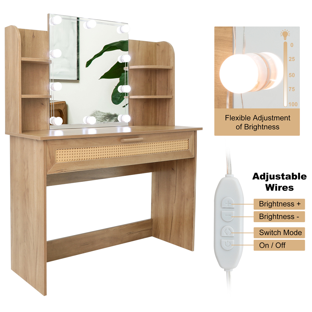 Montary Vanity Desk Set with Stool & Dressing Table