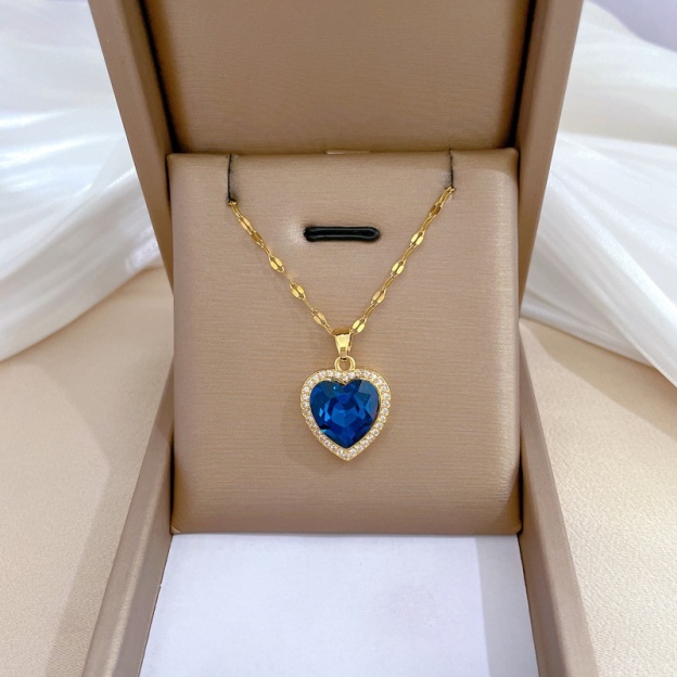 💥Desconto por tempo limitado💎Pingente feminino em forma de coração moissanite azul. colar de clavícula