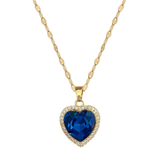 💥Desconto por tempo limitado💎Pingente feminino em forma de coração moissanite azul. colar de clavícula