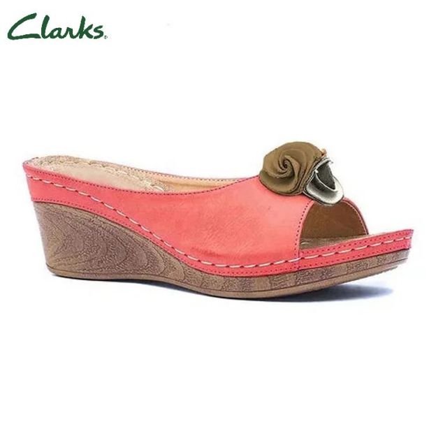 😍Ultimo giorno 50% DI SCONTO😍-Sandali da donna con zeppa comodi in pelle tinta unita con cinturino a fiori