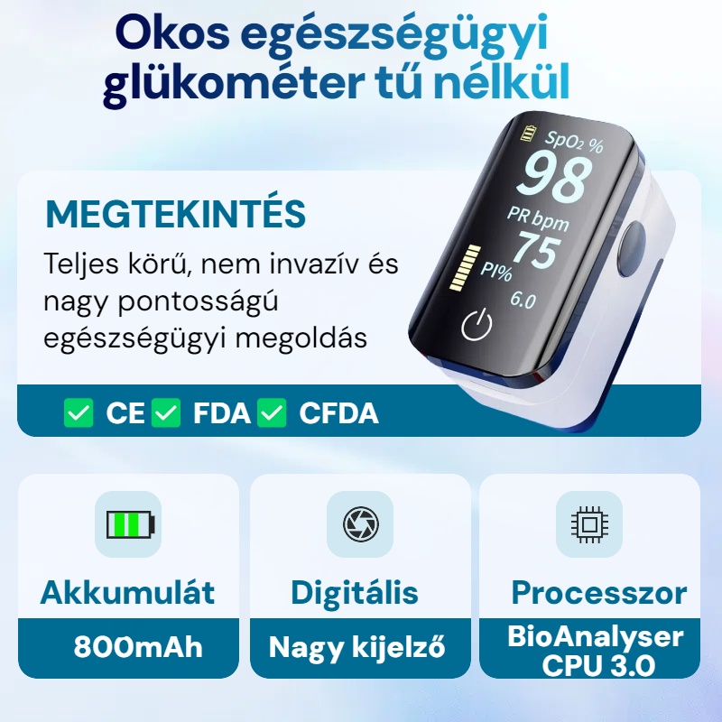Fájdalommentes Vércukorszint Mérő – Nem Invazív, Valós idejű Monitorozás