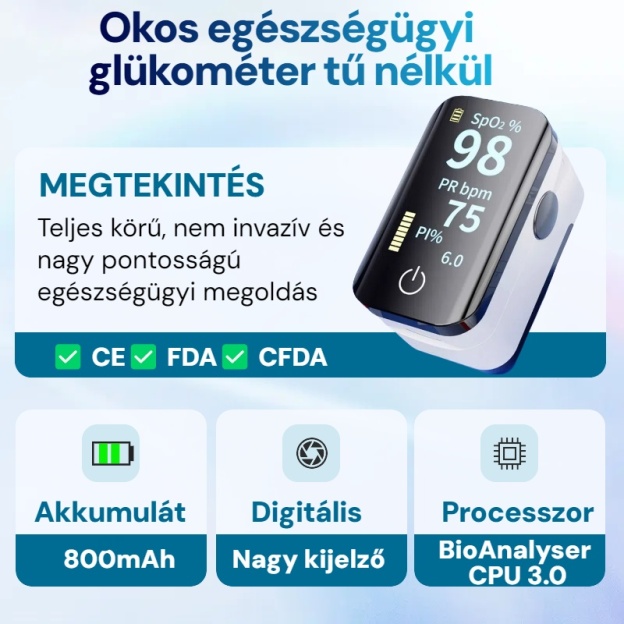 Fájdalommentes Vércukorszint Mérő – Nem Invazív, Valós idejű Monitorozás