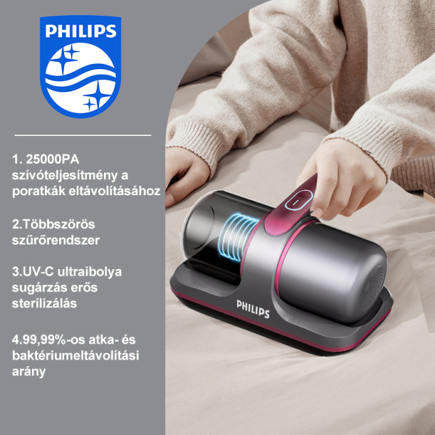 Philips otthoni UV sterilizáló vezeték nélküli poratkák eltávolítója