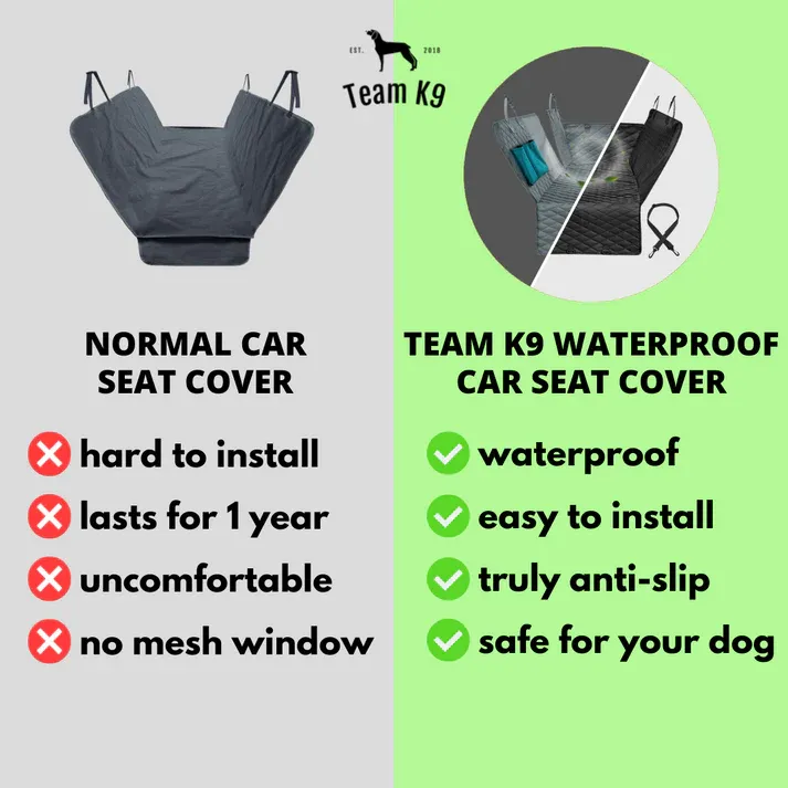 🐶Noua husă de hamac pentru scaunul auto, impermeabilă și antiderapantă, cu buzunare, clapete laterale, curele pentru tetieră, suport pentru scaun și fereastră cu plasă (+ centură de siguranță gratuită!) .