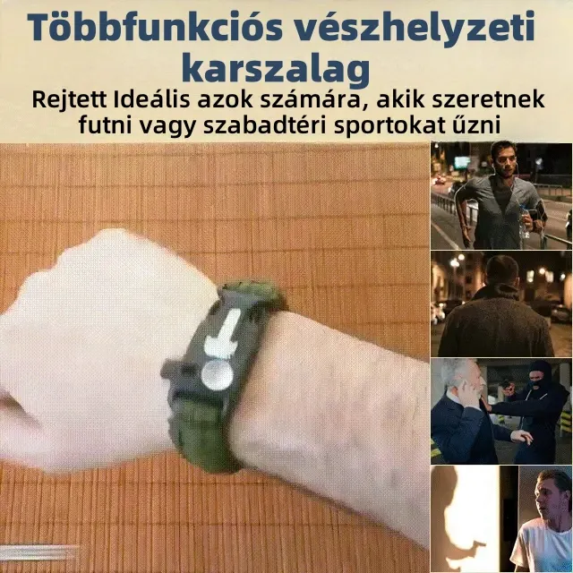 Paracord karkötő - Állítható - Öngyújtó - Erőteljes síp - Kiváló túrázáshoz, kempingezéshez, horgászathoz és vadászathoz