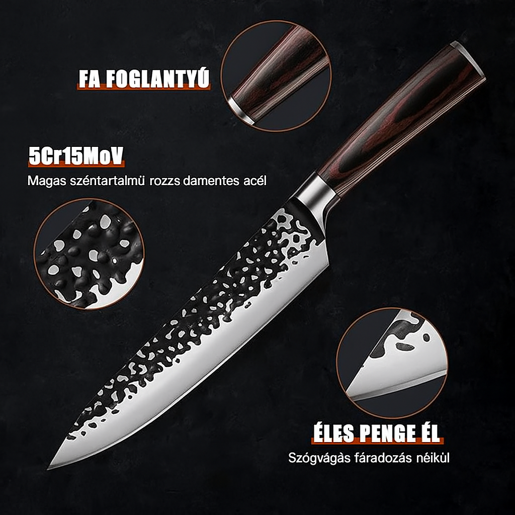 3PCS konyhakés készlet: 8" Szakács, 7„ Nakiri, 5” Hasznos kés. Kovácsolt, magas széntartalmú rozsdamentes acélból készült a kivételes élesség és tartósság érdekében, Modern főzés Vágás AjándékdobozKonyhai eszközök.