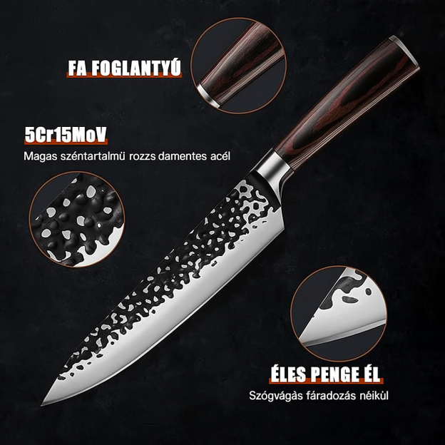 3PCS konyhakés készlet: 8" Szakács, 7„ Nakiri, 5” Hasznos kés. Kovácsolt, magas széntartalmú rozsdamentes acélból készült a kivételes élesség és tartósság érdekében, Modern főzés Vágás AjándékdobozKonyhai eszközök.