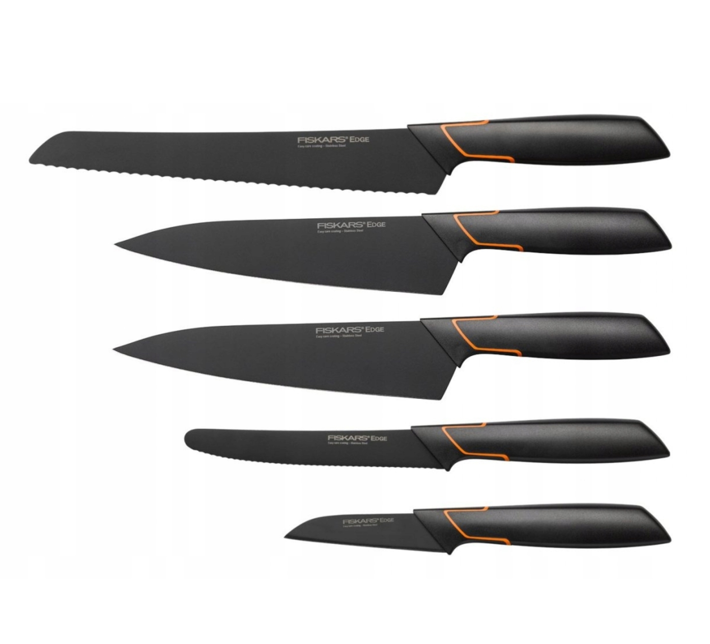 5 DB-OS KÉSKÉSZLET FISKARS EDGE BLOKKBAN, ÉLES KONYHAKÉS + ÉLEZŐ SZETT