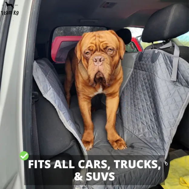 🐶Noua husă de hamac pentru scaunul auto, impermeabilă și antiderapantă, cu buzunare, clapete laterale, curele pentru tetieră, suport pentru scaun și fereastră cu plasă (+ centură de siguranță gratuită!) .