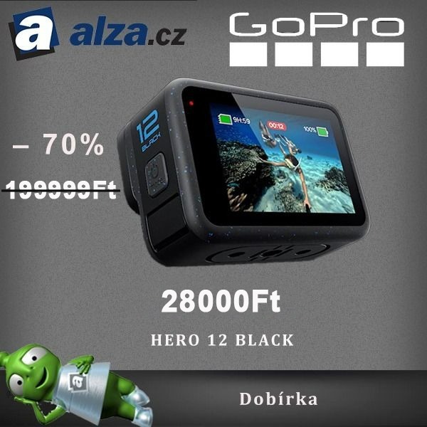 【Albert promóció】 A Gopro HERO 12 fekete akciókamera korlátozott ideig akciós, 50% kedvezménnyel