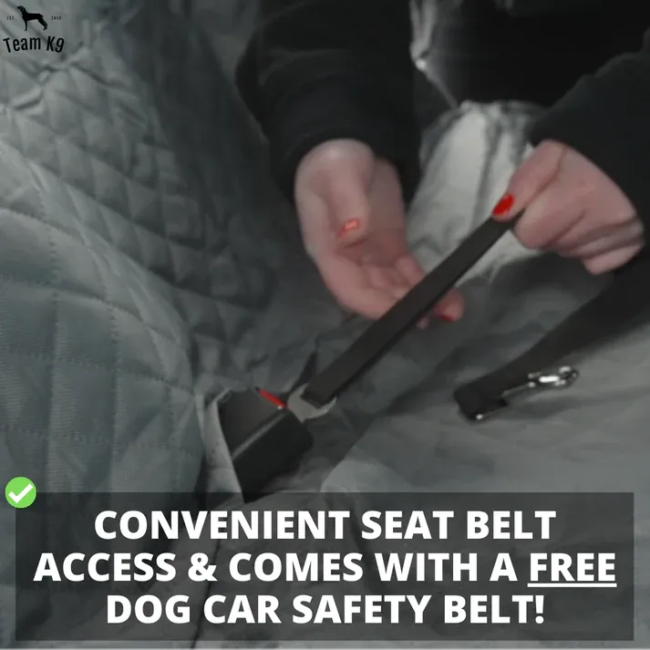 🐶Noua husă de hamac pentru scaunul auto, impermeabilă și antiderapantă, cu buzunare, clapete laterale, curele pentru tetieră, suport pentru scaun și fereastră cu plasă (+ centură de siguranță gratuită!) .