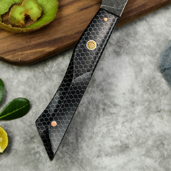 japanese knife with honeycomb epoxy resing handle and G10 spacer