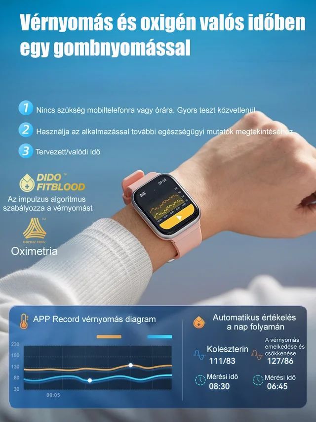 Intelligens, nem invazív vércukor- és húgysavmérő óra