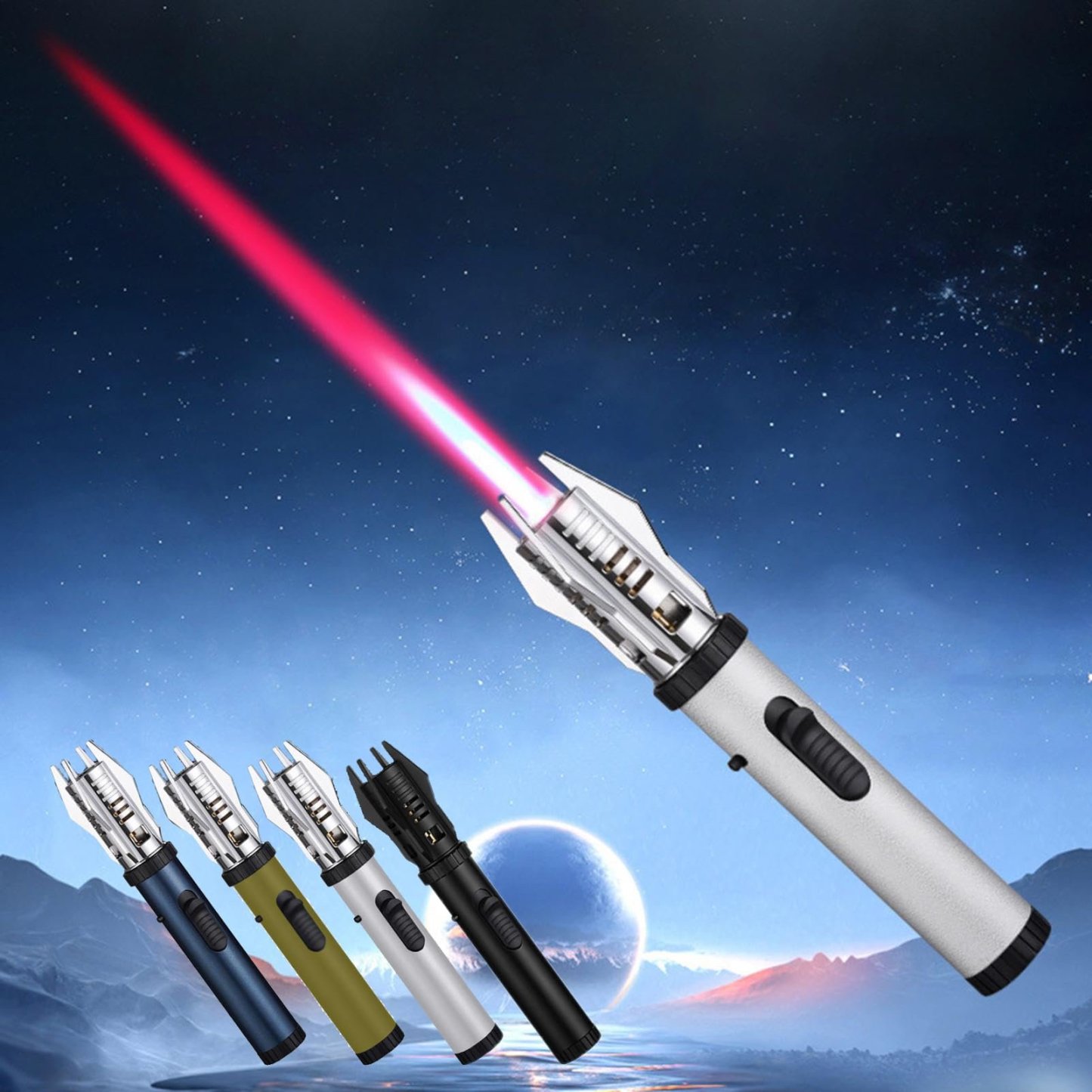 💥💥(FRETE GRATUITO) - Isqueiro de chama de sabre de luz à prova de vento 360°