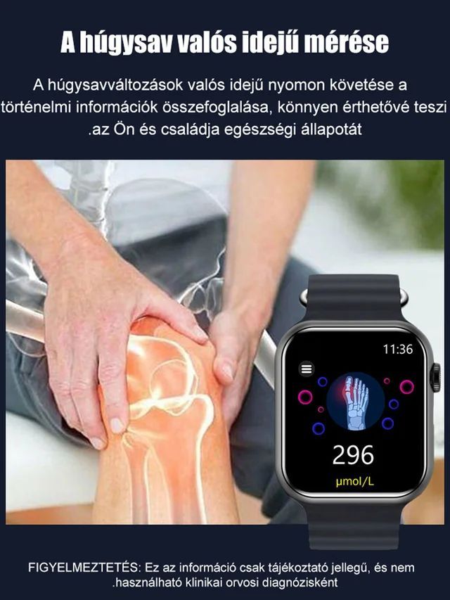 Intelligens, nem invazív vércukor- és húgysavmérő óra
