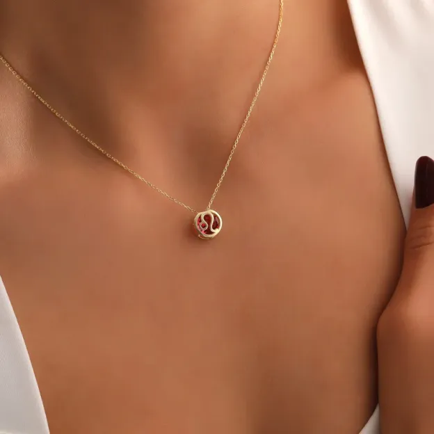 🌟🌈 Colier zodiac exclusiv din aur de 18k cu piatră unică de naștere✨🎁 (unisex)