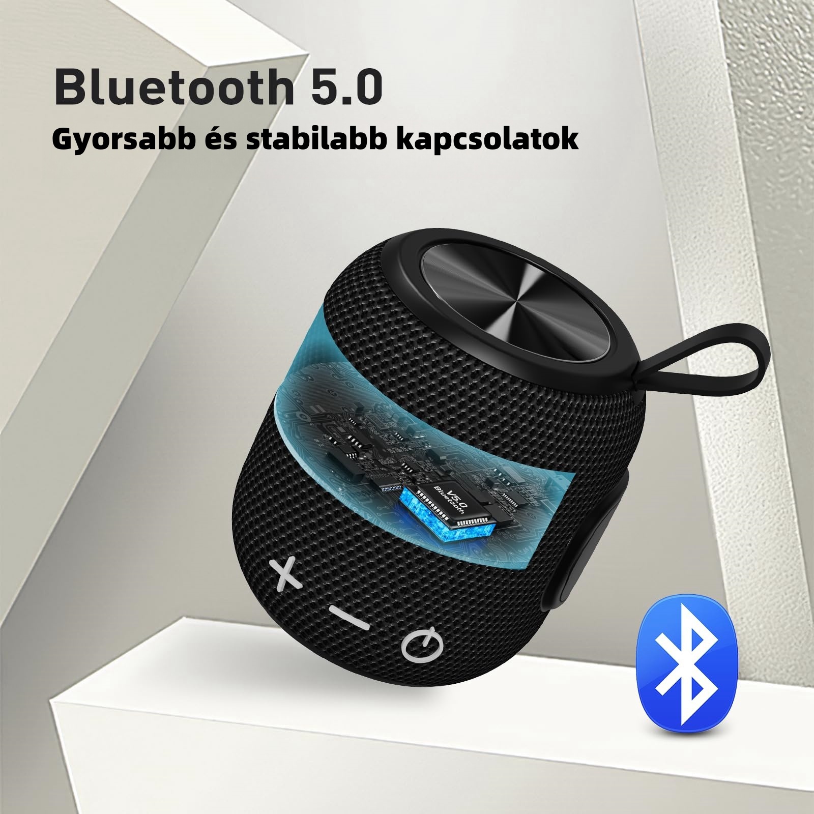 FIGMASU hordozható Bluetooth hangszórók vezeték nélküli mini hangszóró Bluetooth 5.0, 360 HD Surround Sound sztereó, IPX7 vízálló utazáshoz, medencéhez és kültéri zuhany hangszóró