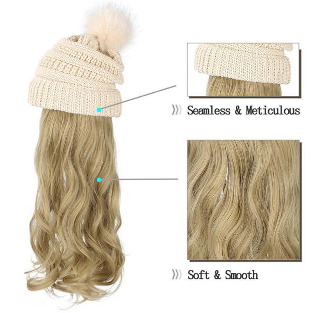 New Warm Detachable One-Piece Big Wave Wig Knit Hat（50% OFF）