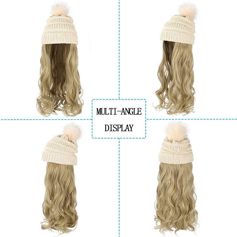 New Warm Detachable One-Piece Big Wave Wig Knit Hat（50% OFF）
