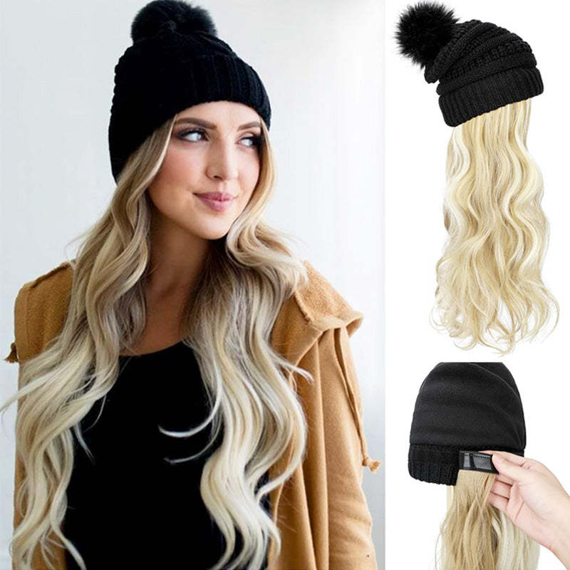 New Warm Detachable One-Piece Big Wave Wig Knit Hat（50% OFF）