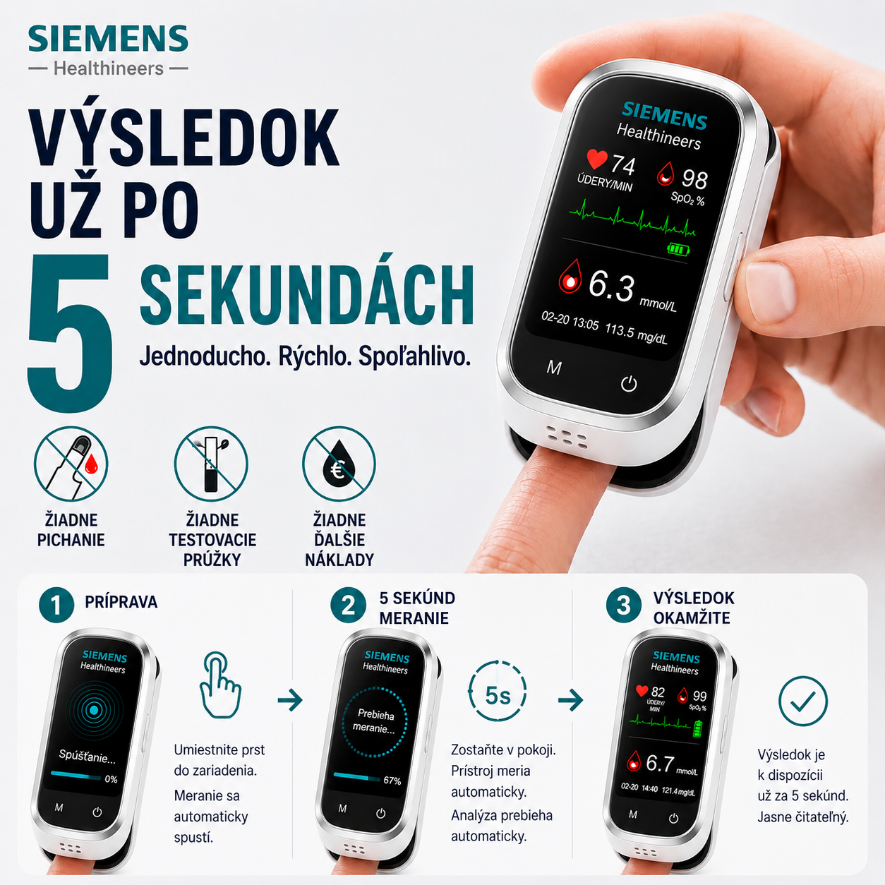 🩸 Siemens™ 11-v-1 inteligentný glukomer bez pichania Bez odberu krvi • Bez testovacích prúžkov • Výsledok za 5 sekúnd