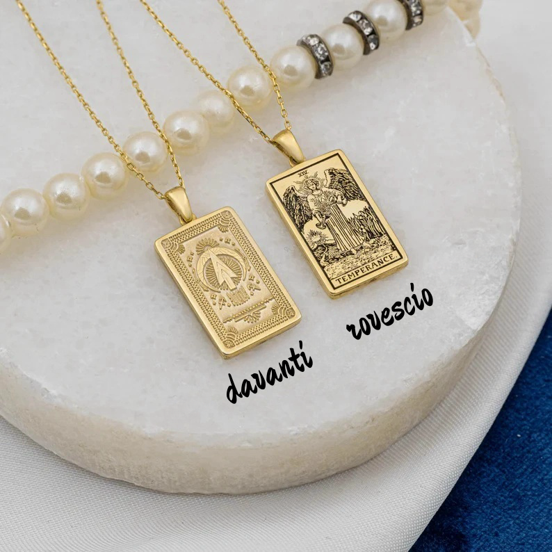 Collana con tarocchi astrologici a doppia faccia, Sagittario, Temperanza, ciondolo con segno zodiacale, gioielli astrologici, miglior regalo (unisex)