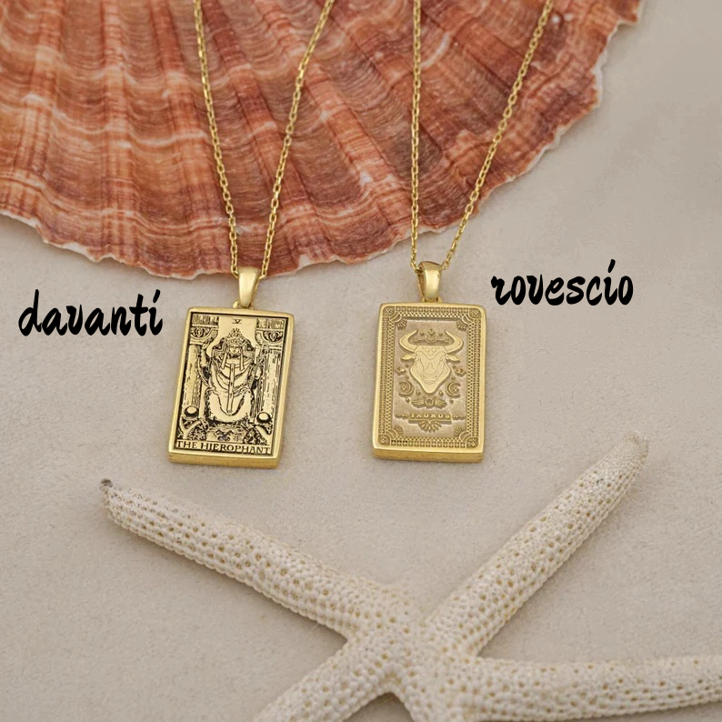 Collana dei tarocchi dello zodiaco Toro Sacerdote Reversibile squisito ciondolo zodiacale - Gioielli astrologici - Regali squisiti (Unisex)