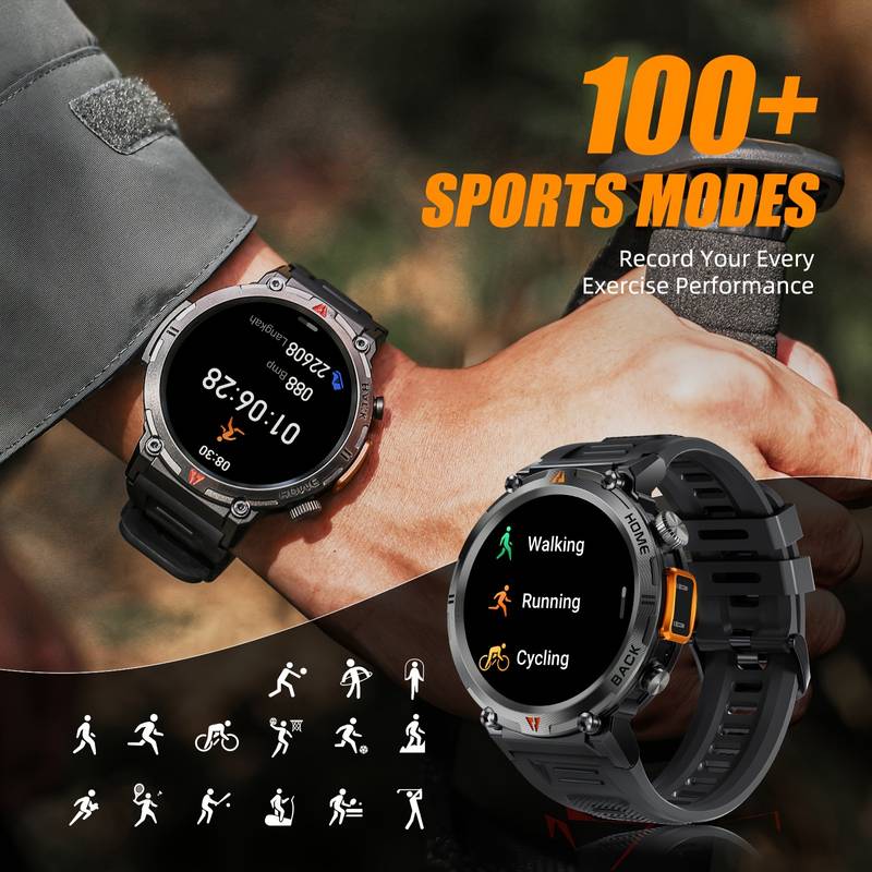 Ceas Inteligent Sport JELLOO Pentru Bărbați: Iluminare LED, Răspunde/efectuați Apeluri, Ceas Sport În Aer Liber, Tracker Fitness, Pedometru Și Multe Altele - Compatibil Cu Android! detalii 2