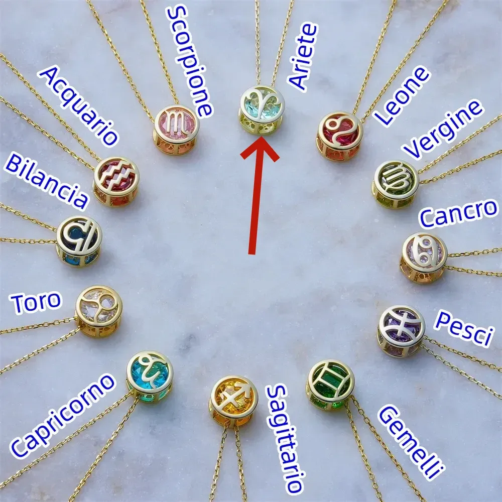 🌟🌈 Esclusiva collana dello zodiaco in oro 18k con pietra portafortuna unica✨🎁 (unisex)