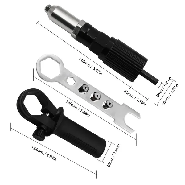 🎁 ¡Descuento del 50% en todos los productos! 🎉Kit de adaptador de pistola remachadora profesional con 4 pernos de boquilla
