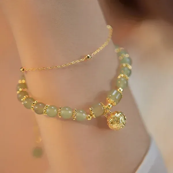 Cel mai frumos colier de margele de aur din 2024! Combinația perfectă de jad mic și aur de 18k inspiră scântei de modă și modelează noile tendințe de modă! Cel mai bun cadou de Anul Nou vă așteaptă să alegeți!