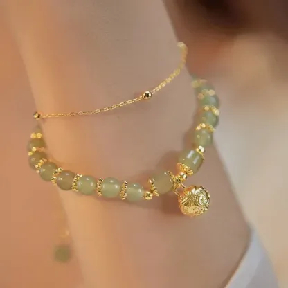 Cel mai frumos colier de margele de aur din 2024! Combinația perfectă de jad mic și aur de 18k inspiră scântei de modă și modelează noile tendințe de modă! Cel mai bun cadou de Anul Nou vă așteaptă să alegeți!