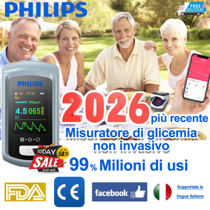 Misuratore laser non invasivo della glicemia Philips 2026, non è richiesto il prelievo del sangue