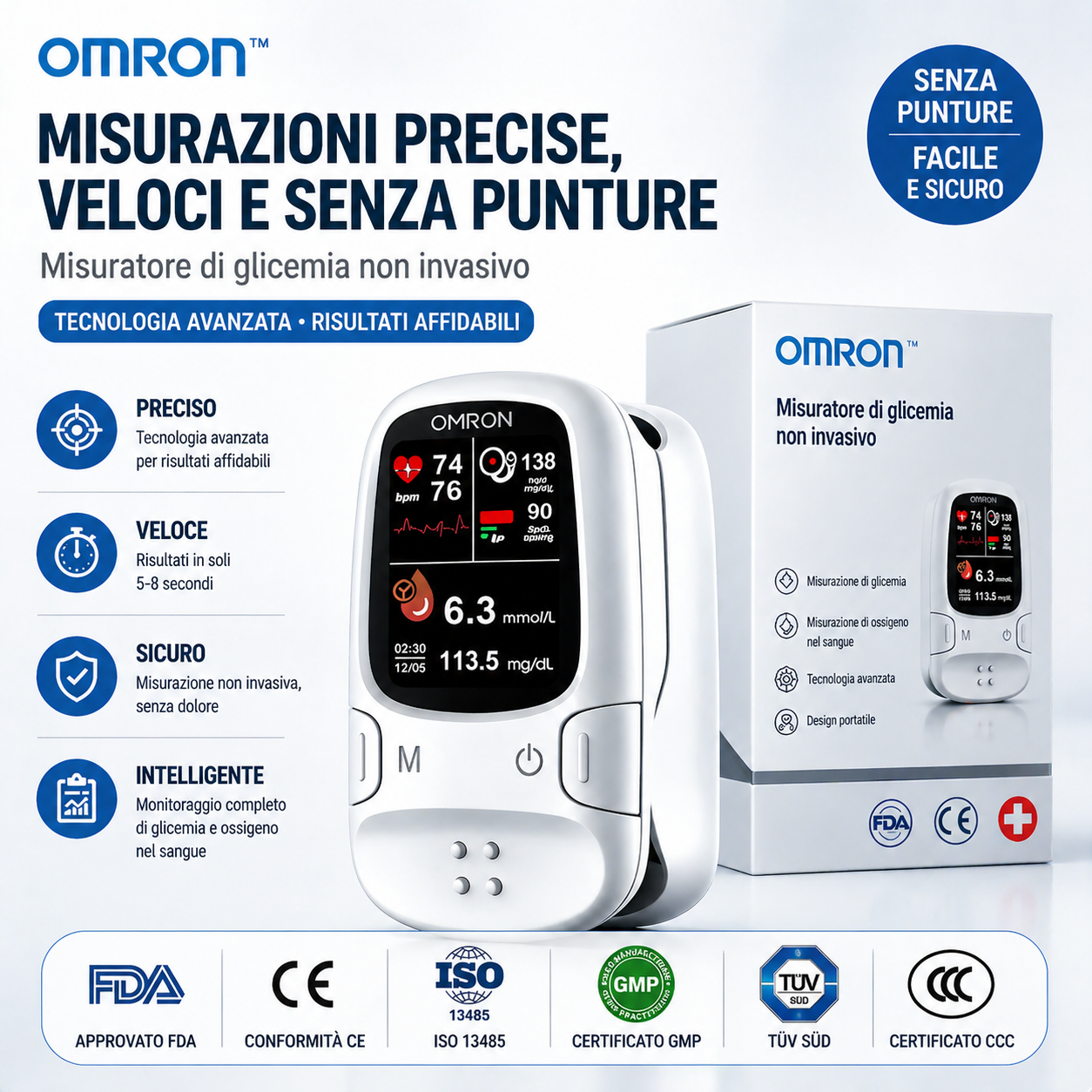【Omron™】Misuratore di glicemia non invasivo-Multifunzionale