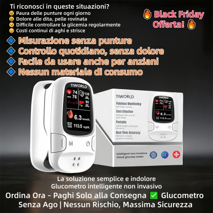 Black Friday 🔥 Glucometro Non Invasivo – Controllo Facile e Sicuro | Pagamento alla Consegna