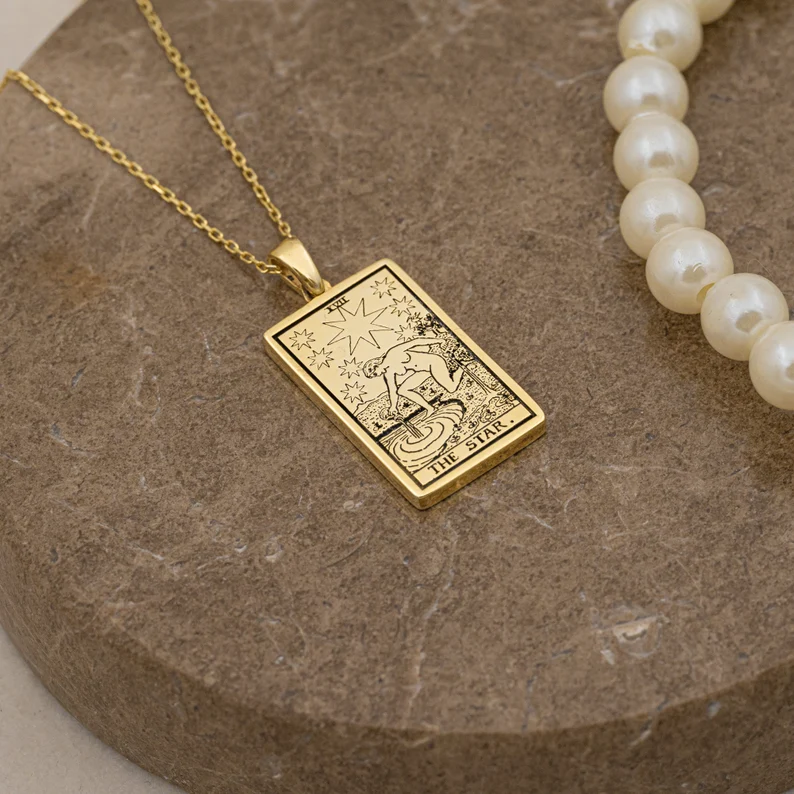 Collana con dodici carte dei tarocchi dello zodiaco, stella dell'Acquario a doppia faccia - ciondolo costellazione squisito - gioielli astrologici - regalo squisito (adatto a uomini e donne)